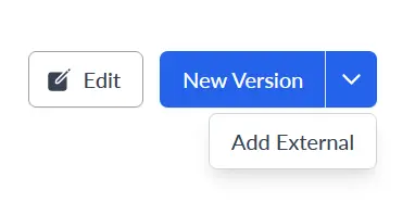 New Version dropdown showing Add External image option